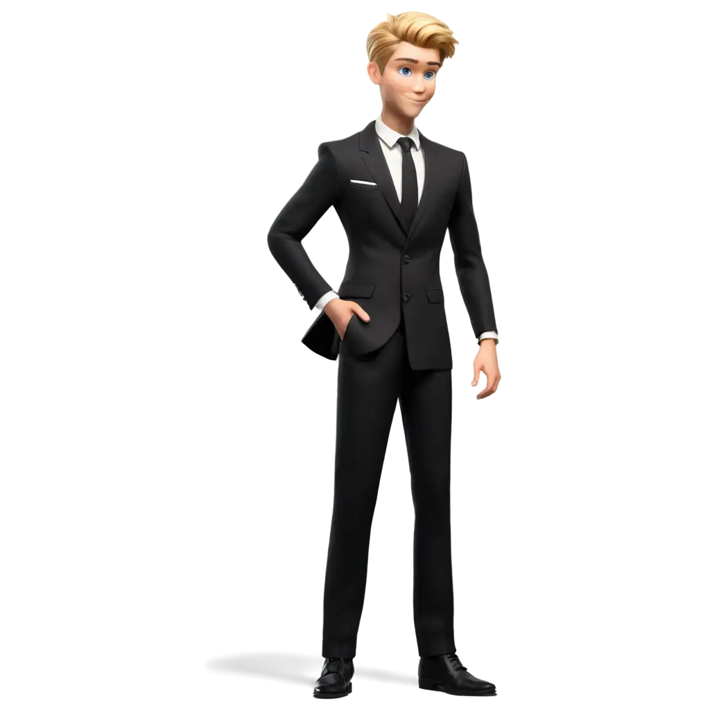 Realistic-Blond-Young-Man-in-Black-Suit-PNG-Image-for-Versatile-Usage