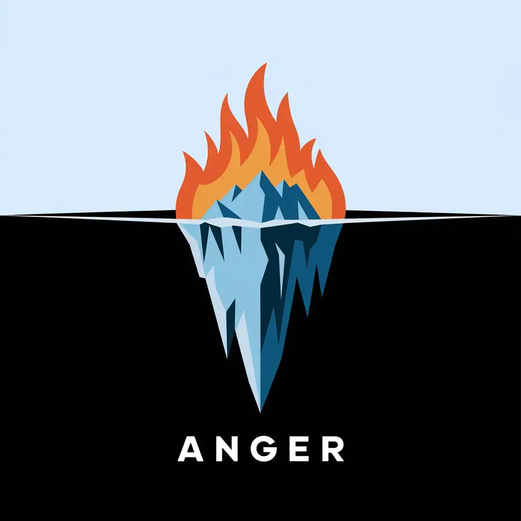 LOGO Design for Anger Blazing Iceberg in the Black Ocean with Modern Clear Aesthetic