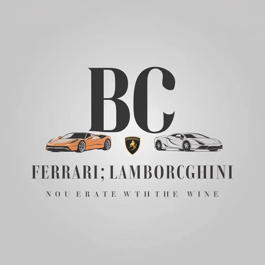 a vector logo design,with the text "BC", main symbol:Ferrari, Lamborghini, wine,Moderate,clear background