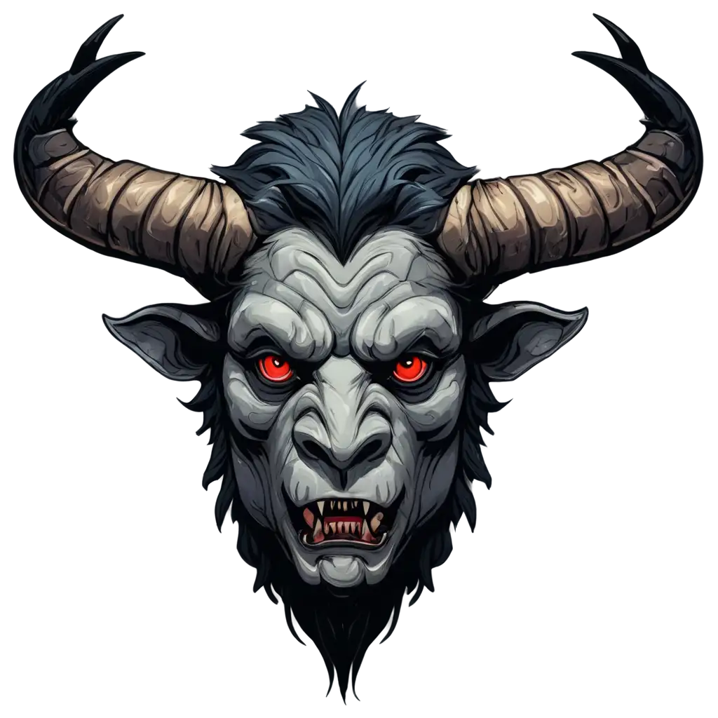 Scary-Minotaur-Head-PNG-Image-with-Dark-Maze-Background-and-Bloody-Horns