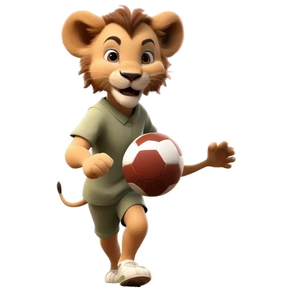 Cartoon-Lion-Cub-in-Boys-Dress-Playing-Football-PNG-Image