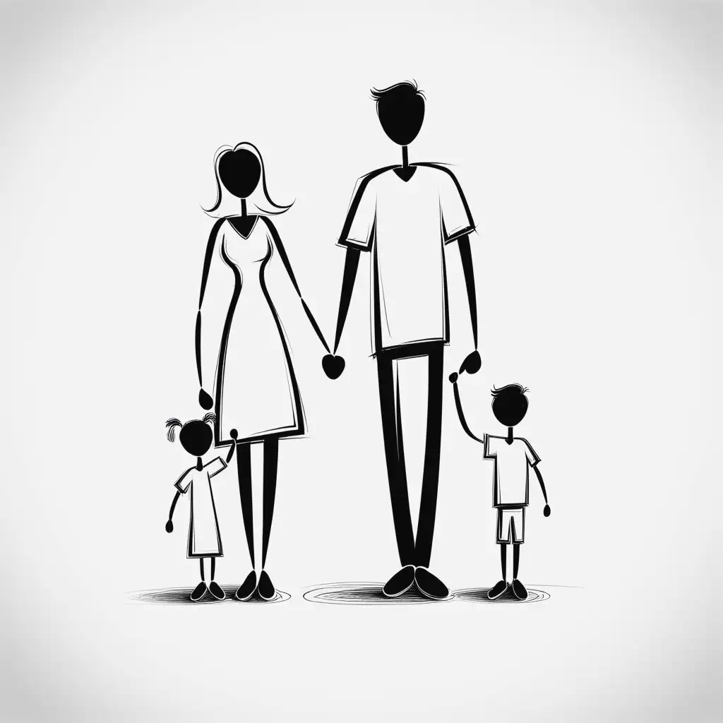 Family Drawing Stick Figure Portrait of Mother Father and Son