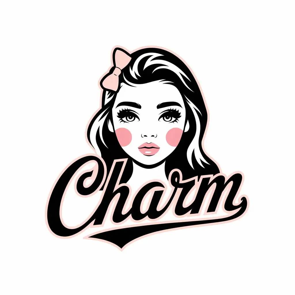 LOGO-Design-for-Charm-Elegant-Young-Woman-Emblem-for-Cosmetics-with-Clear-Background