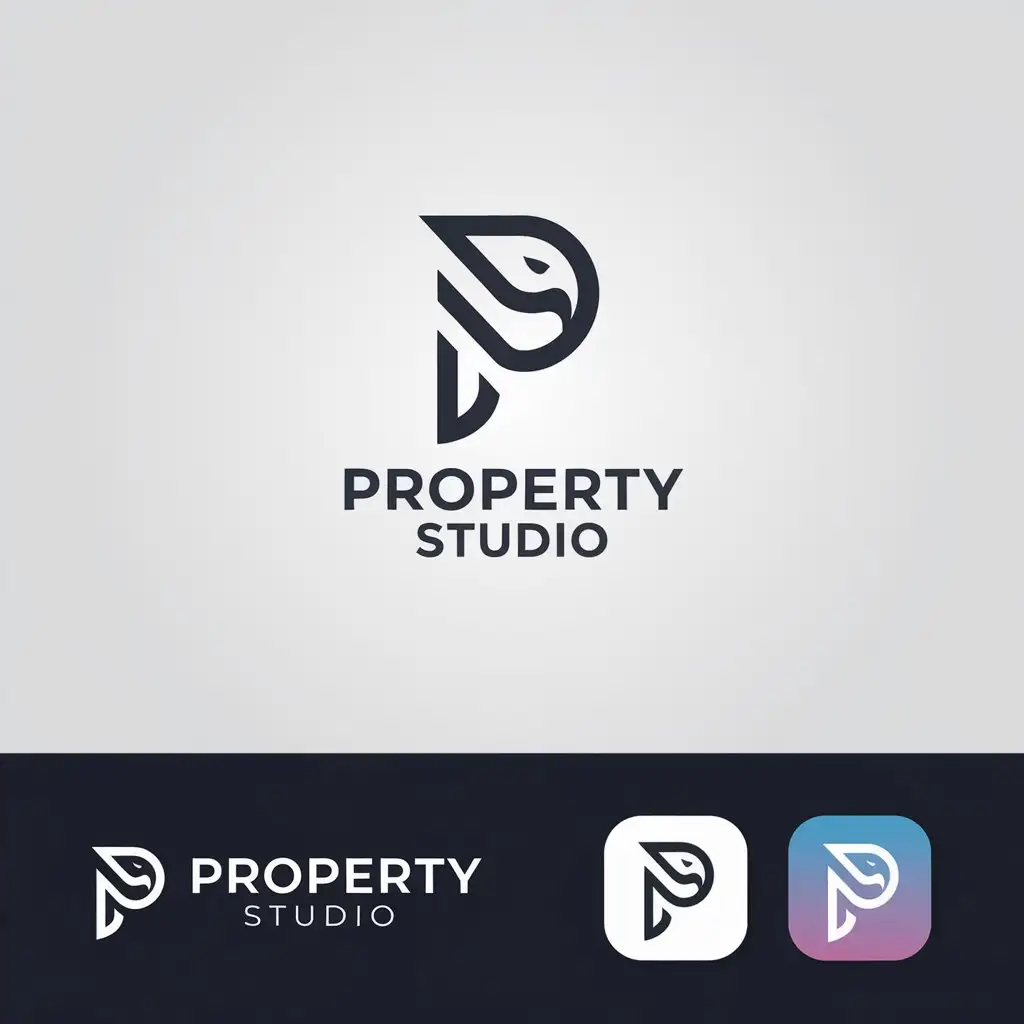 LOGO Design for Property Studio Modern Lettermark with Swan and P Integration