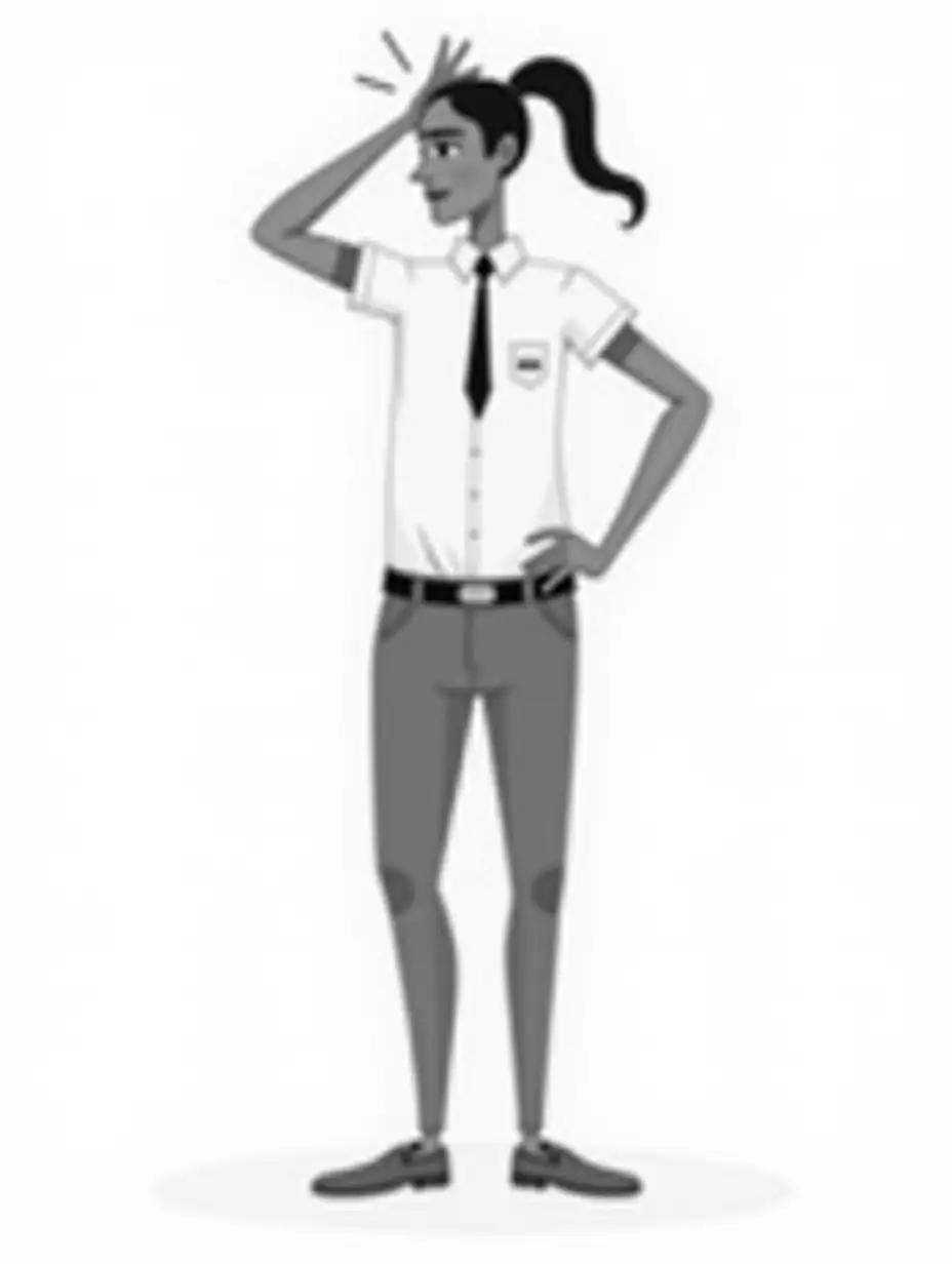 Frustrated-Office-Worker-Woman-in-Black-and-White-Illustration