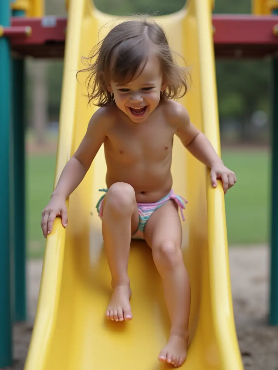 Skinny-Girl-in-Pastel-Bikini-Sliding-Down-Playground-Slide