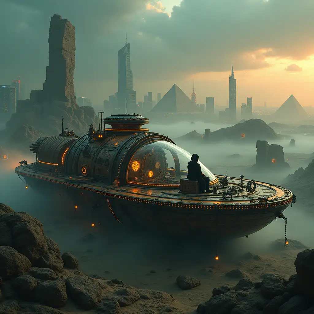 OneMan-Time-Machine-Vessel-in-a-Surreal-Landscape-of-Time