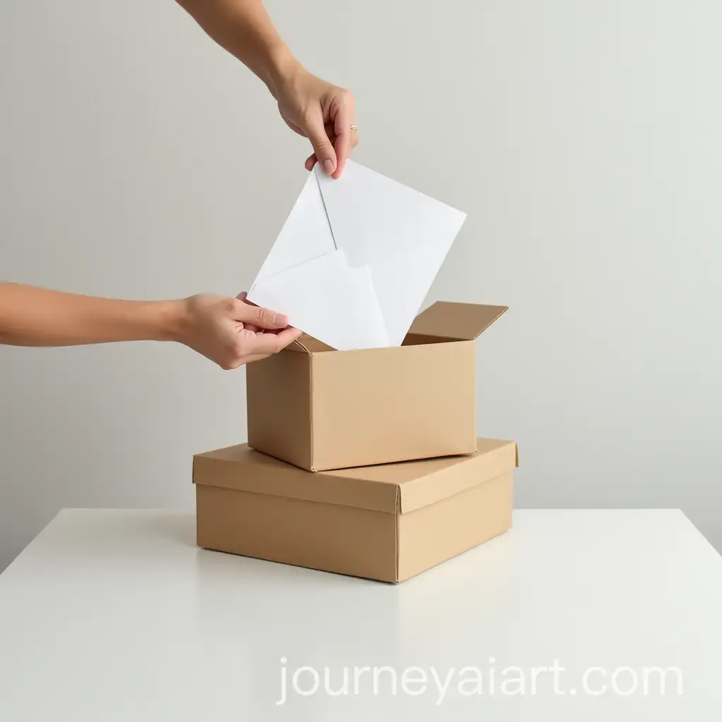 Person-Opening-Envelope-on-Box-in-Minimalist-White-Room