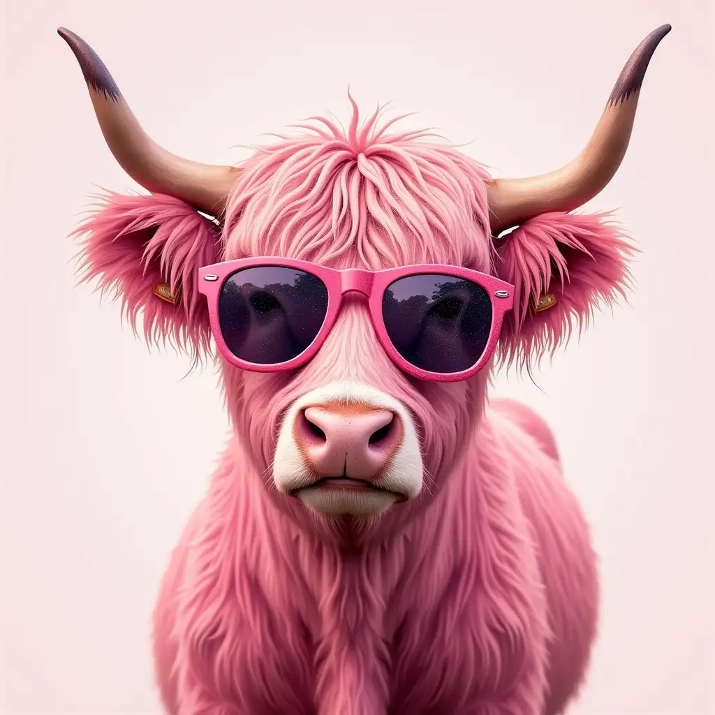 Highland-Cow-with-Pink-Sunglasses-and-Glitter-in-Western-Aesthetic-Clipart
