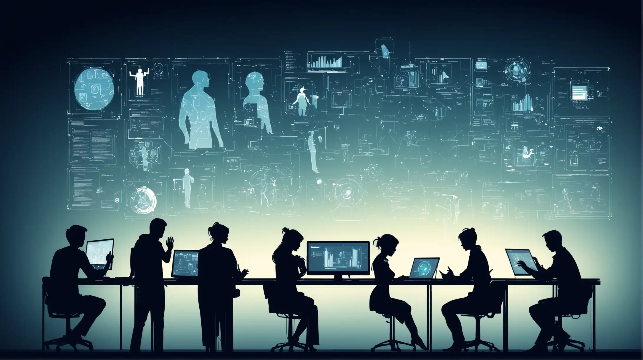 Silhouettes of People Working on Human Interface Design