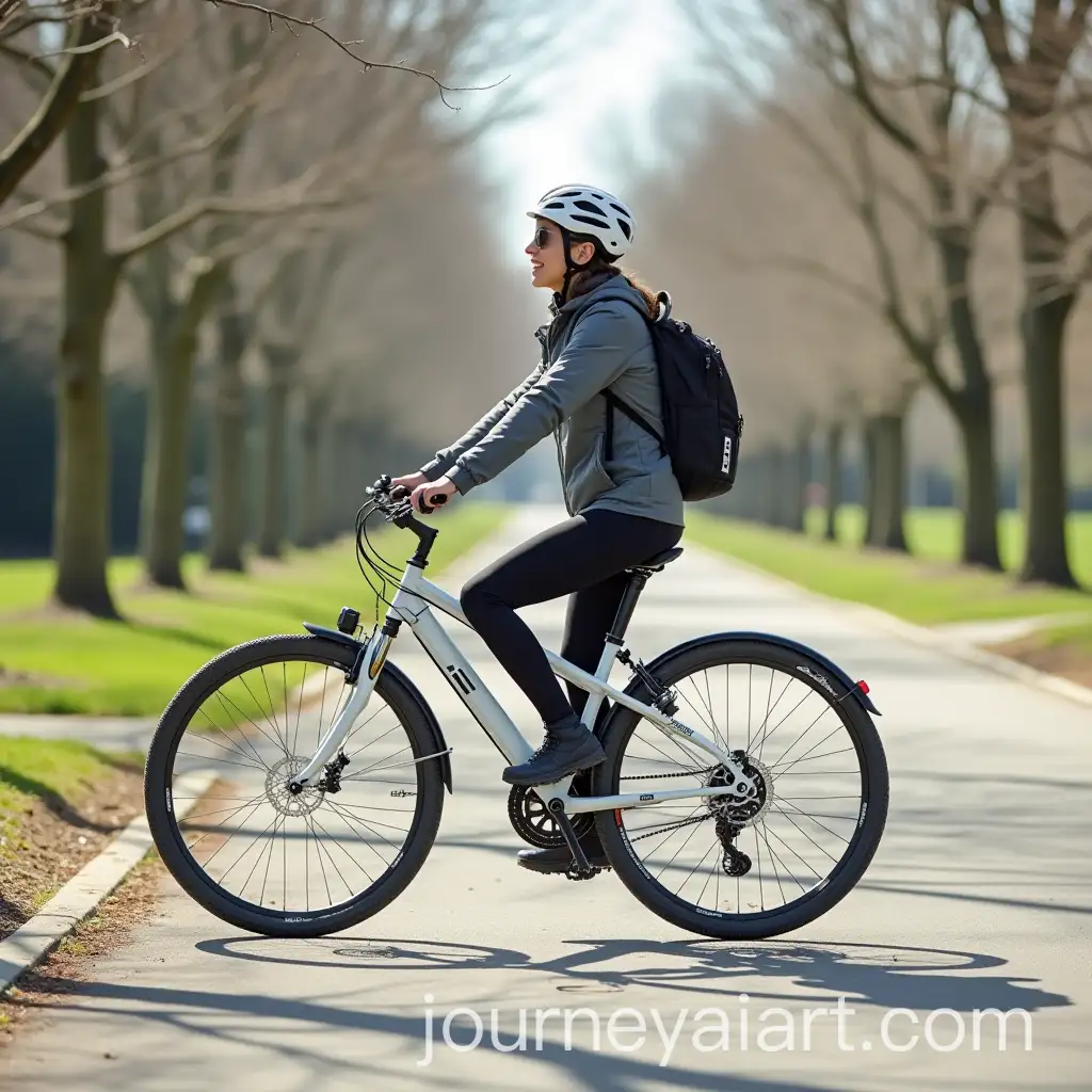 Person-Riding-a-Bicycle-on-a-Pathway-with-Scenic-Background