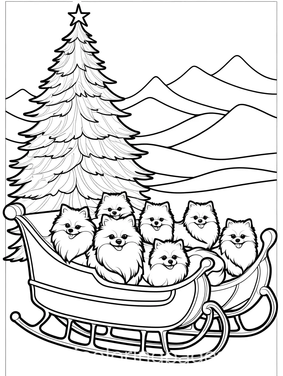 Pomeranians-Pulling-Santas-Sleigh-A-Fun-Coloring-Page-for-Kids