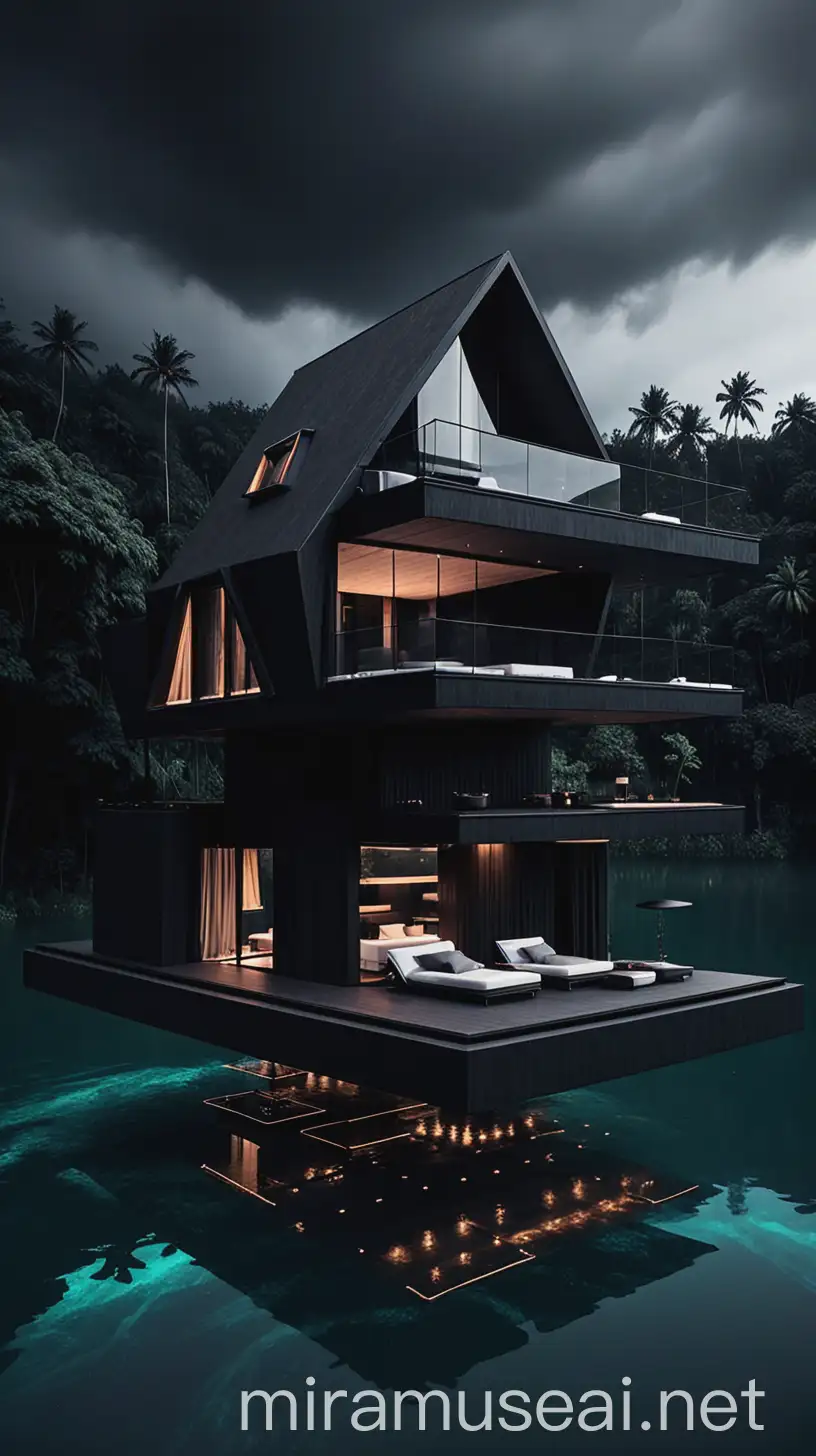 Dark Resort House Floating in Ether