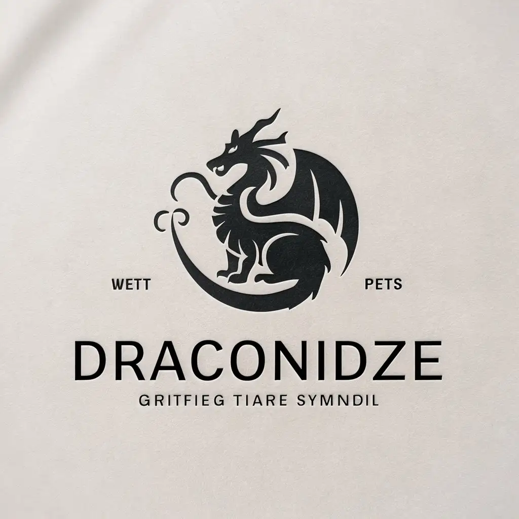 a vector logo design,with the text "Draconidze", main symbol:Dragon,Moderate,be used in Animals Pets industry,clear background