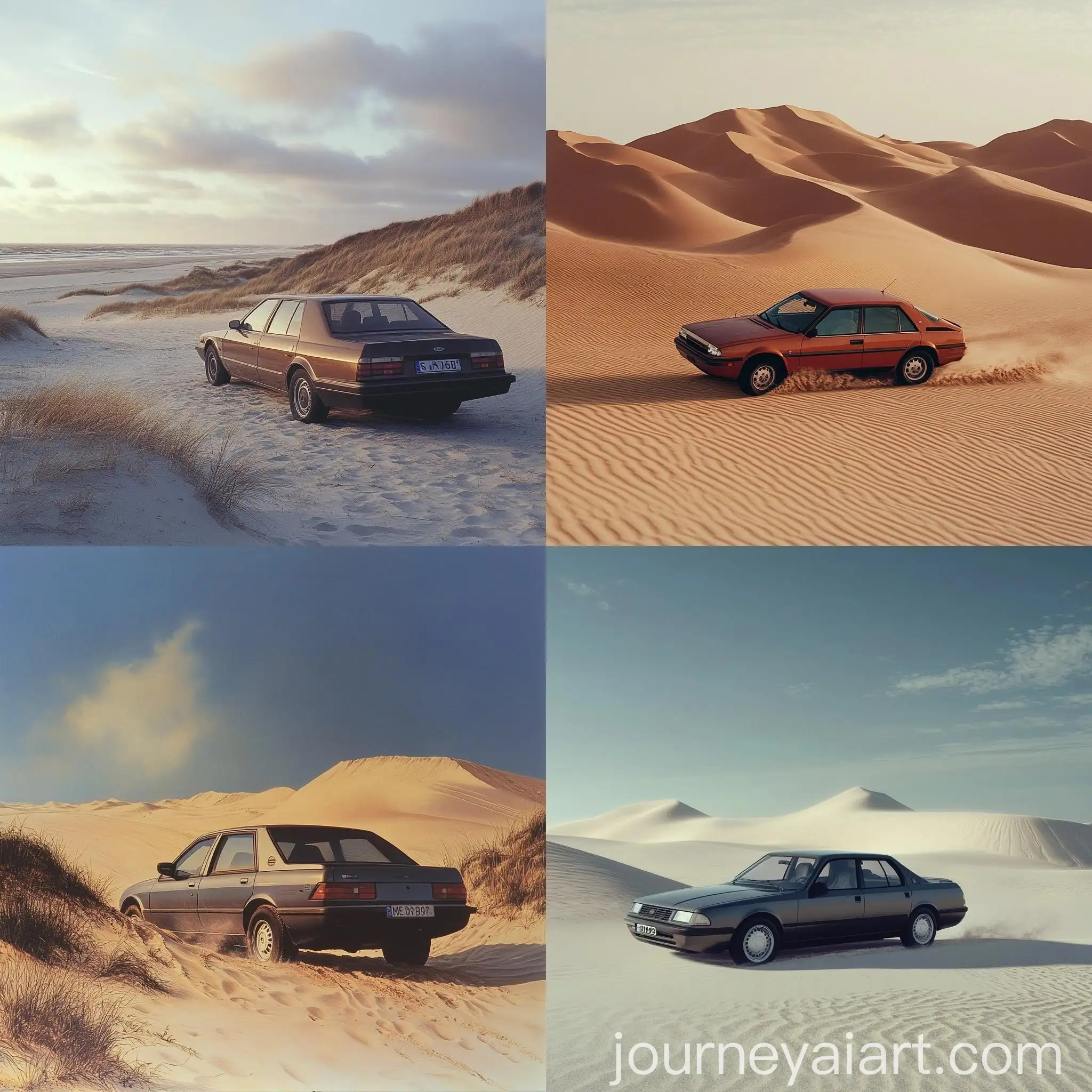 Vintage-Saab-900-S-1992-Driving-Through-Sandy-Dunes