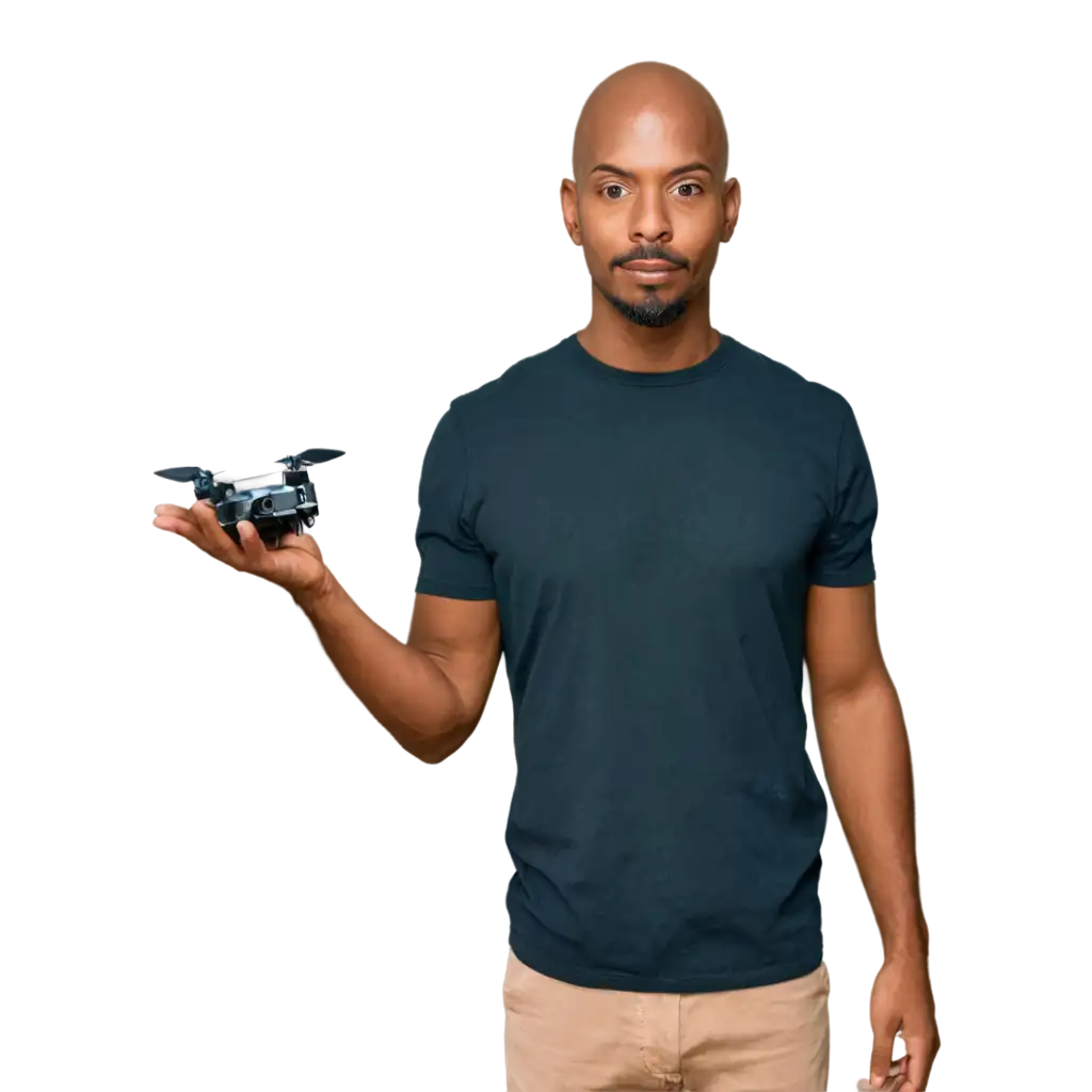 Black-Bald-Man-with-Mini-Drone-4-Pro-PNG-Image-for-HighQuality-Visuals