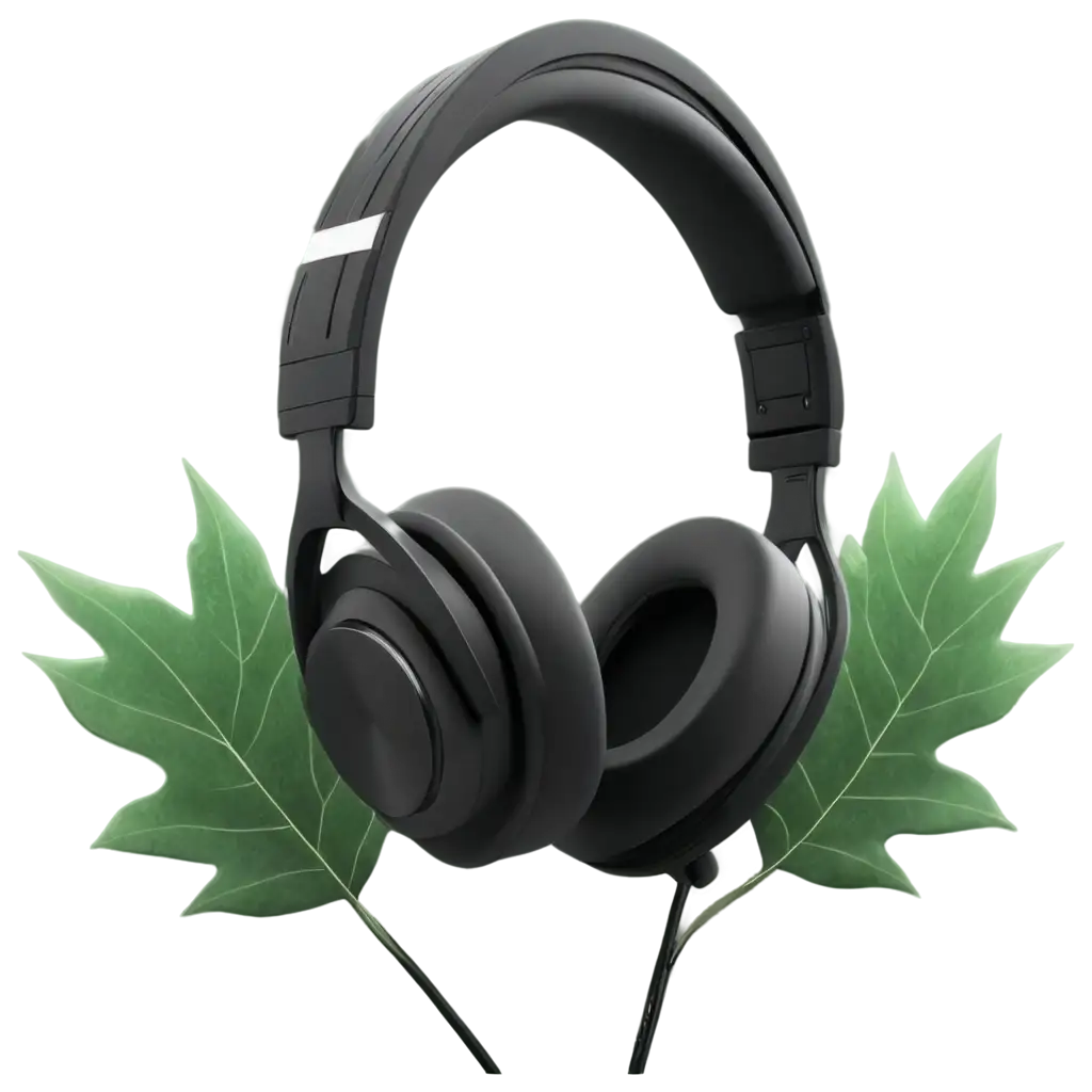 Floating-Black-Headphone-PNG-Against-Snowy-Mountain-Leaf-Background-Perfect-for-Animated-Designs