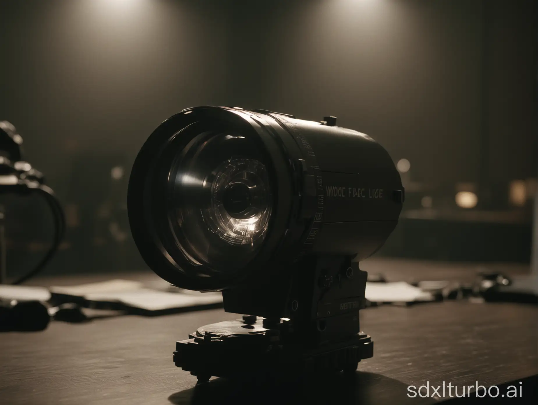 Vintage-Projector-Lens-in-Dimly-Lit-Police-Briefing-Room