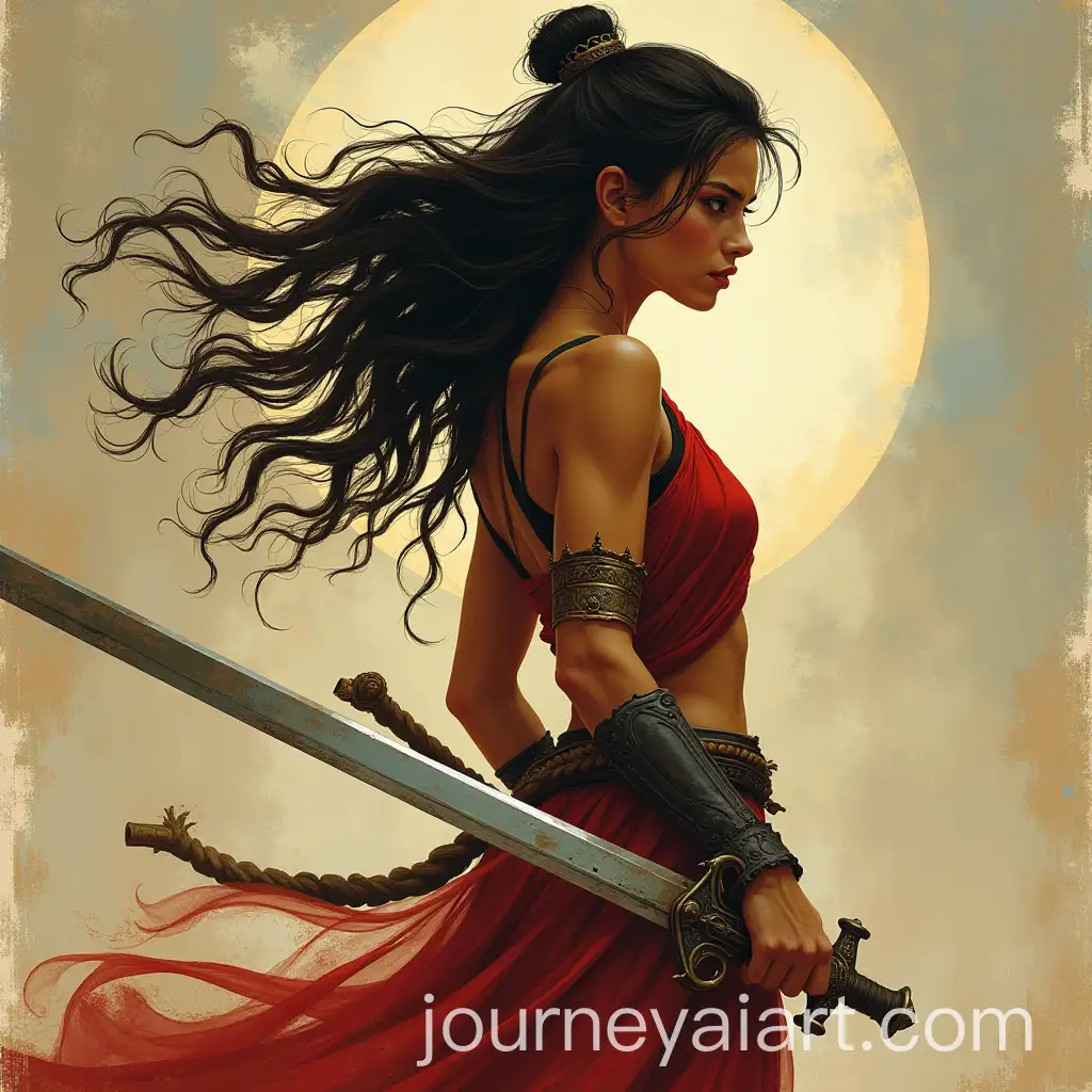 Warrior-Woman-with-Sword-in-Frazetta-Style