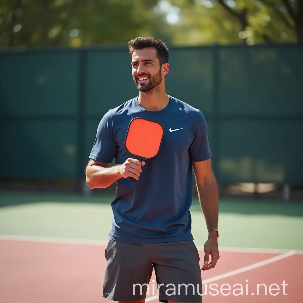 Pickleball Player Holding Paddle on Court