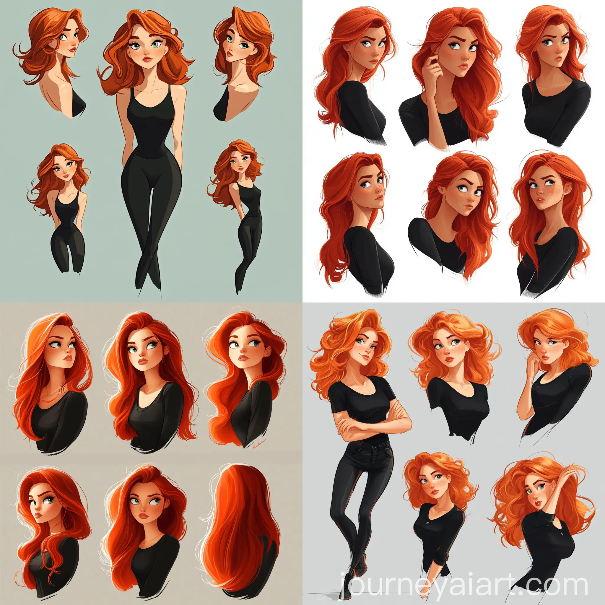 Elegant-RedHaired-Woman-in-Various-Poses