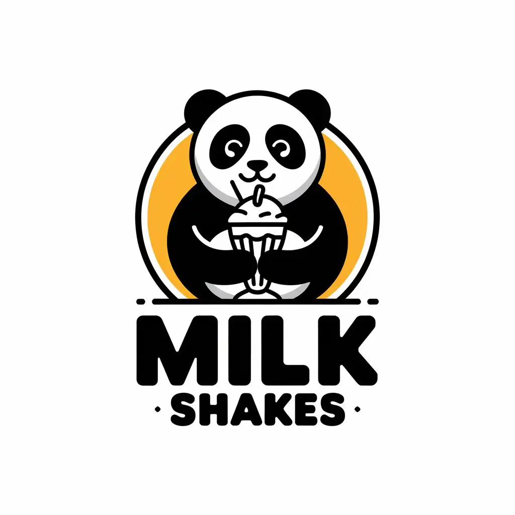 LOGO Design for Milk Shakes Panda with Milkshake for Restaurant Industry