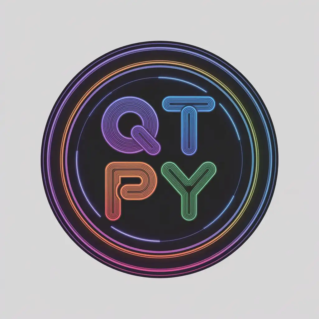 LOGO Design for QtPy Futuristic Neon with Dialogue Bubbles and BluePurple Gradient Theme