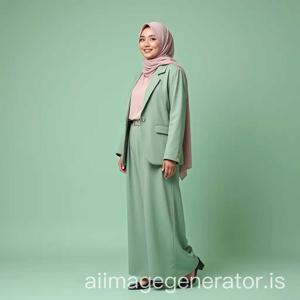 Indonesian-Woman-in-Light-Green-Office-Wear-with-Hijab