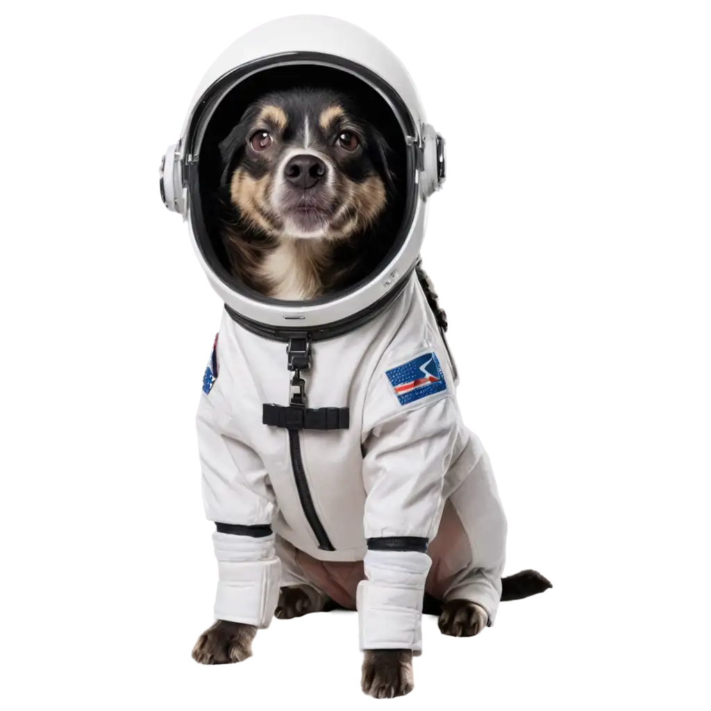 a dog with an astronaut suit