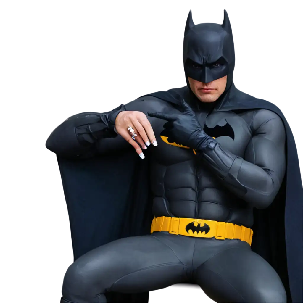 Batman-Paints-His-Nails-Creative-PNG-Image-Depiction