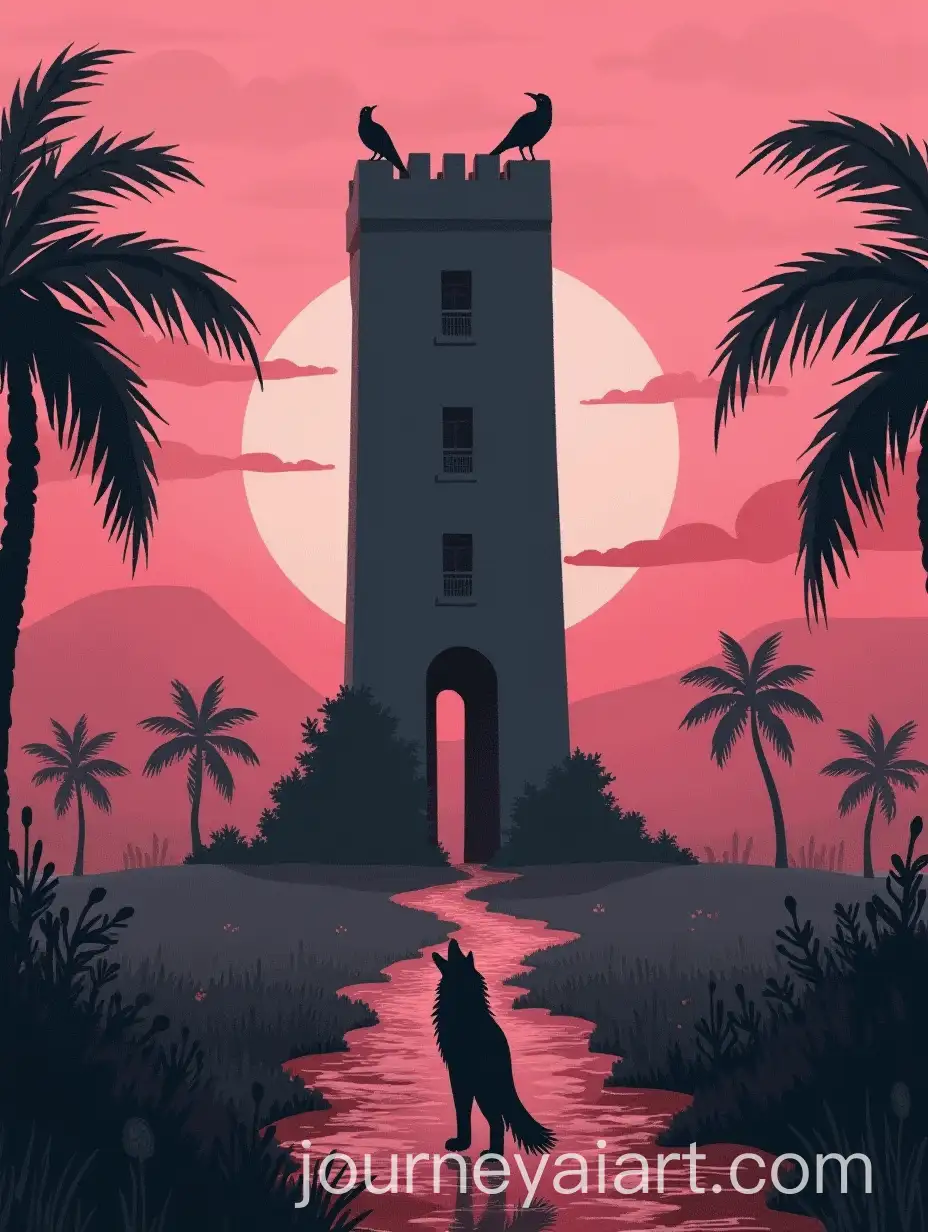 AI-Art-Prompt-ExpansionLandscape-Canvas-Sketch-of-Tower-of-Silence-with-Wolves-and-Vultures-at-Dusk