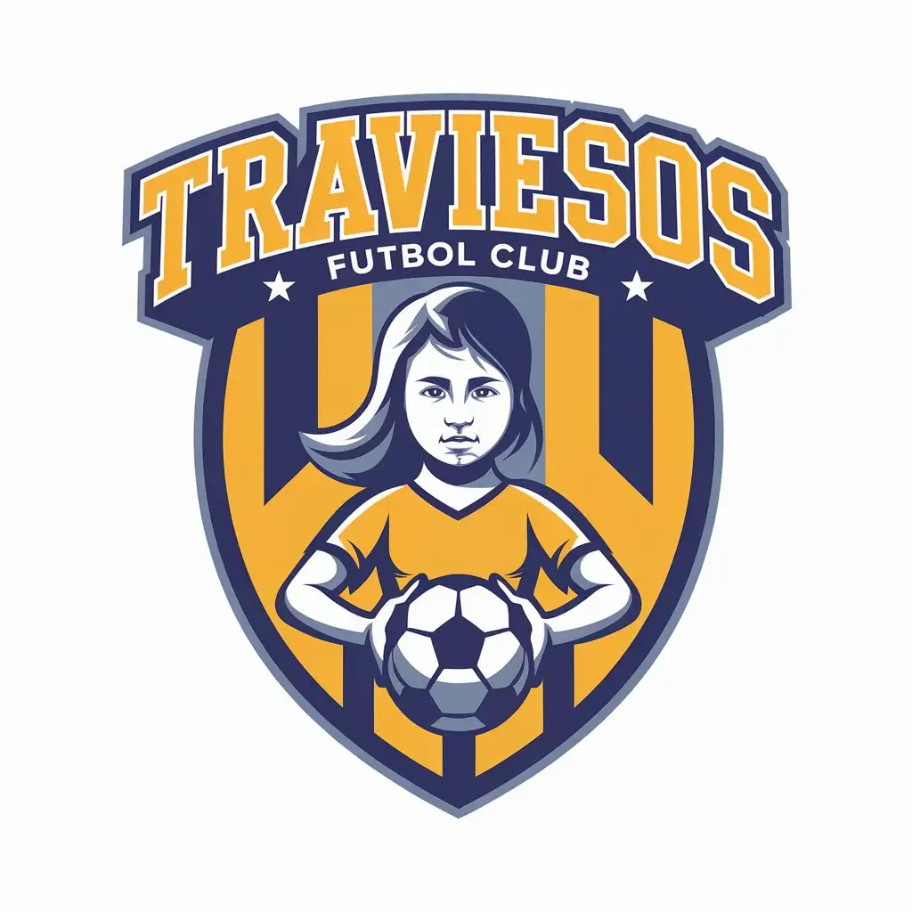 LOGO Design for TRAVIESOS TRAVIESAS Youth Soccer Club Badges in Blue Orange Pink and Purple