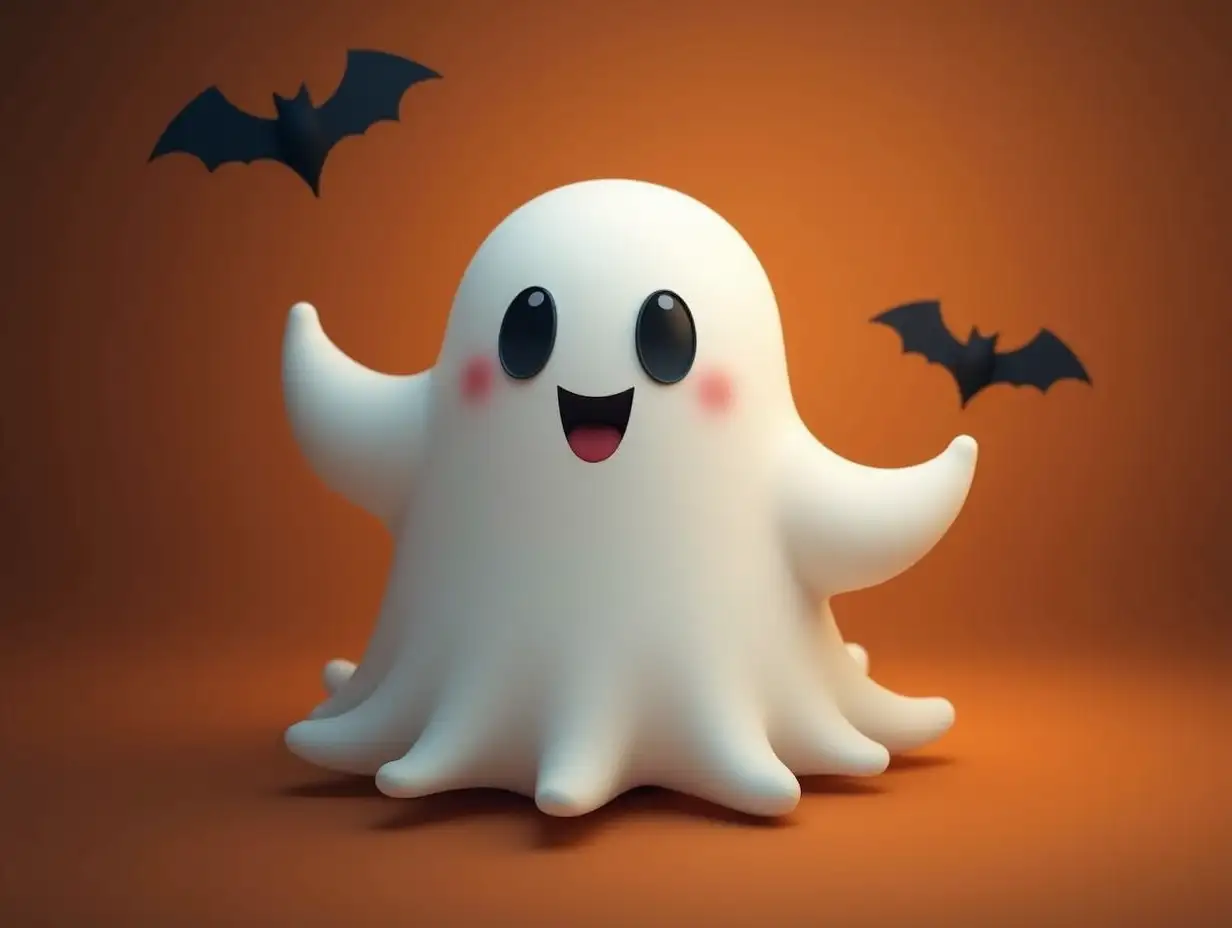 Adorable-White-Ghost-Celebrating-Halloween