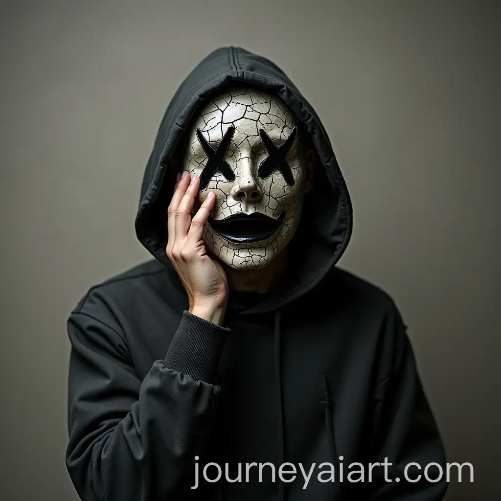 Person-with-Cracked-Mask-Revealing-Chaos-in-a-Mysterious-Setting