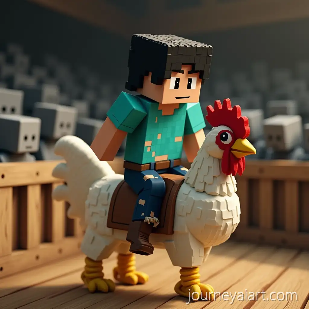 Chicken-Jockey-Creature-Riding-a-Chicken-in-Wrestling-RingAI-Art-Prompt-Expansion-Surrounded-by-Spectators