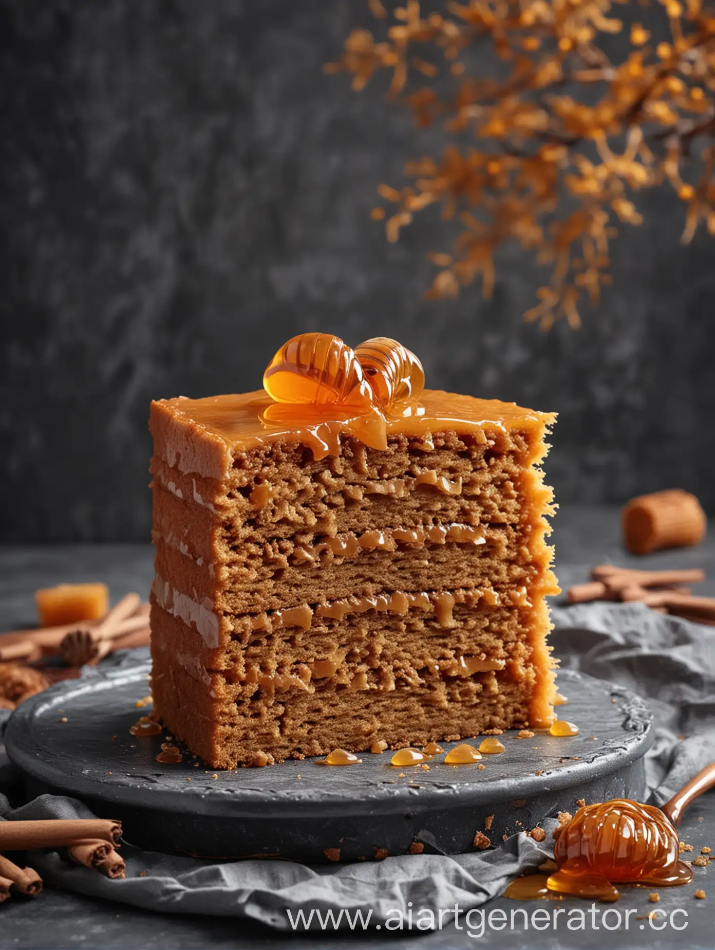 Honey-Cake-Split-on-Graphite-Gray-Tree-Background