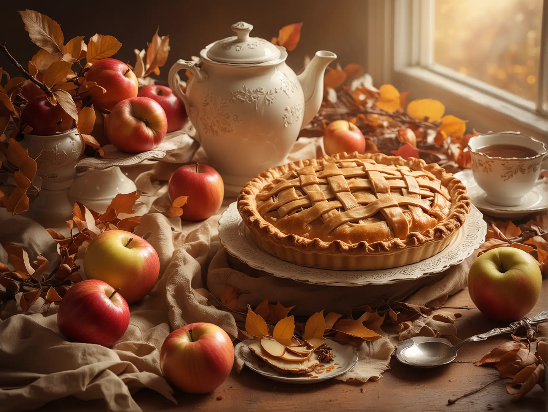 Autumn-Still-Life-with-Warm-Apple-Pie-and-Tea