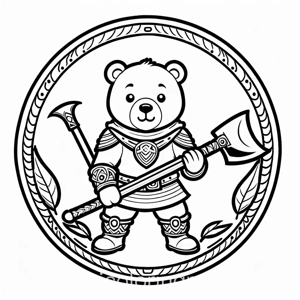 Coloring-Page-of-Bear-in-Plate-Mail-with-Double-Headed-Axe