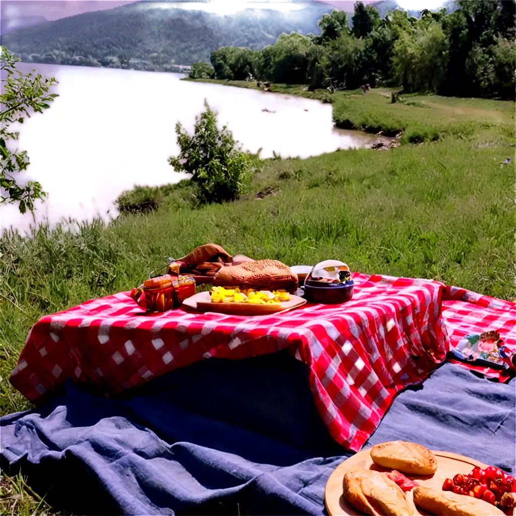 Scenic-Picnic-at-the-Foot-of-the-Mountains-by-the-River-Captivating-PNG-Image