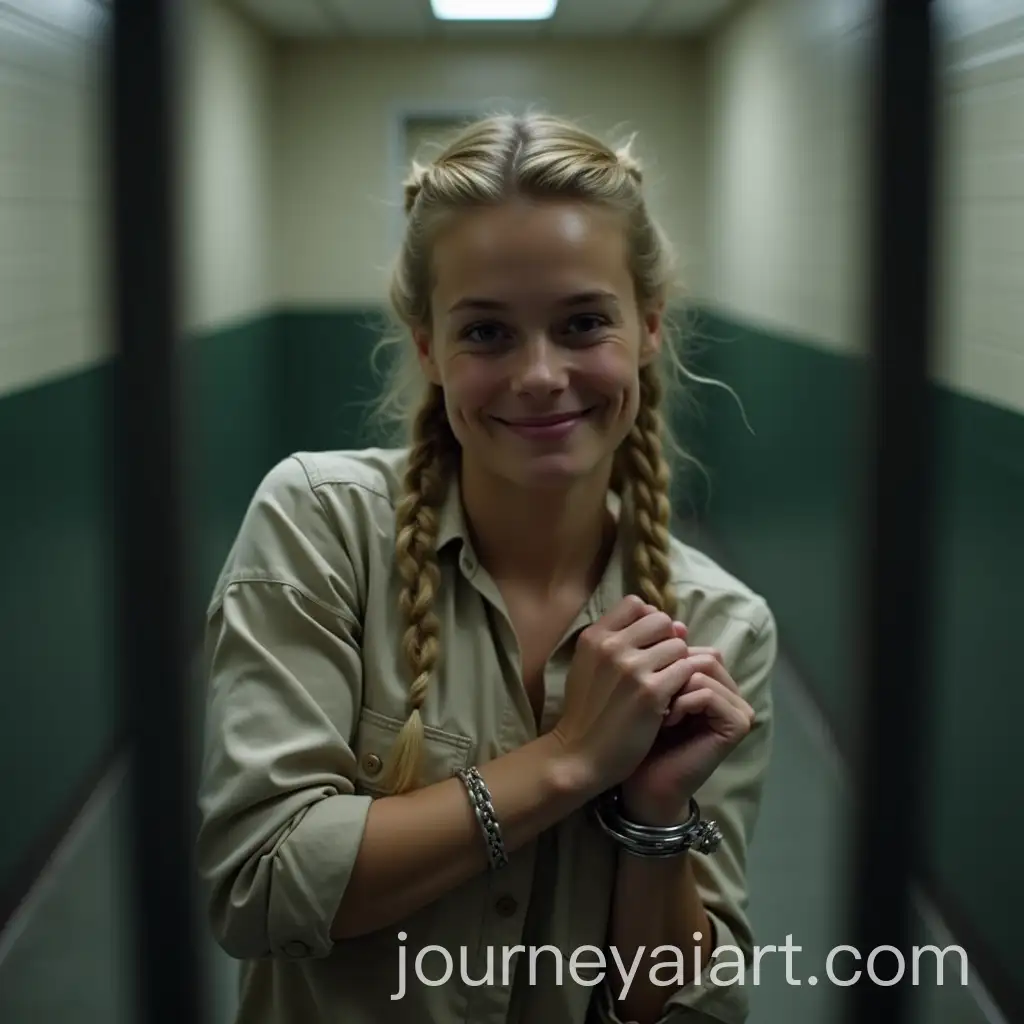 Blonde-YoungAI-Image-Prompt-Expansion-Woman-Smiling-in-Braids-Handcuffed-in-Jail-Cell-Waiting-Room