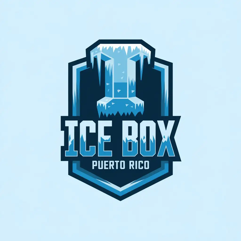 LOGO Design For Ice Box Modern Icy Theme with Bold Ice Lettering and Shield Shape