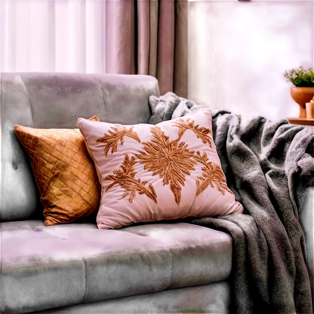 Stylish-Velvet-Cushion-with-Golden-Embroidery-PNG-Image-for-Home-Dcor-and-Interior-Design