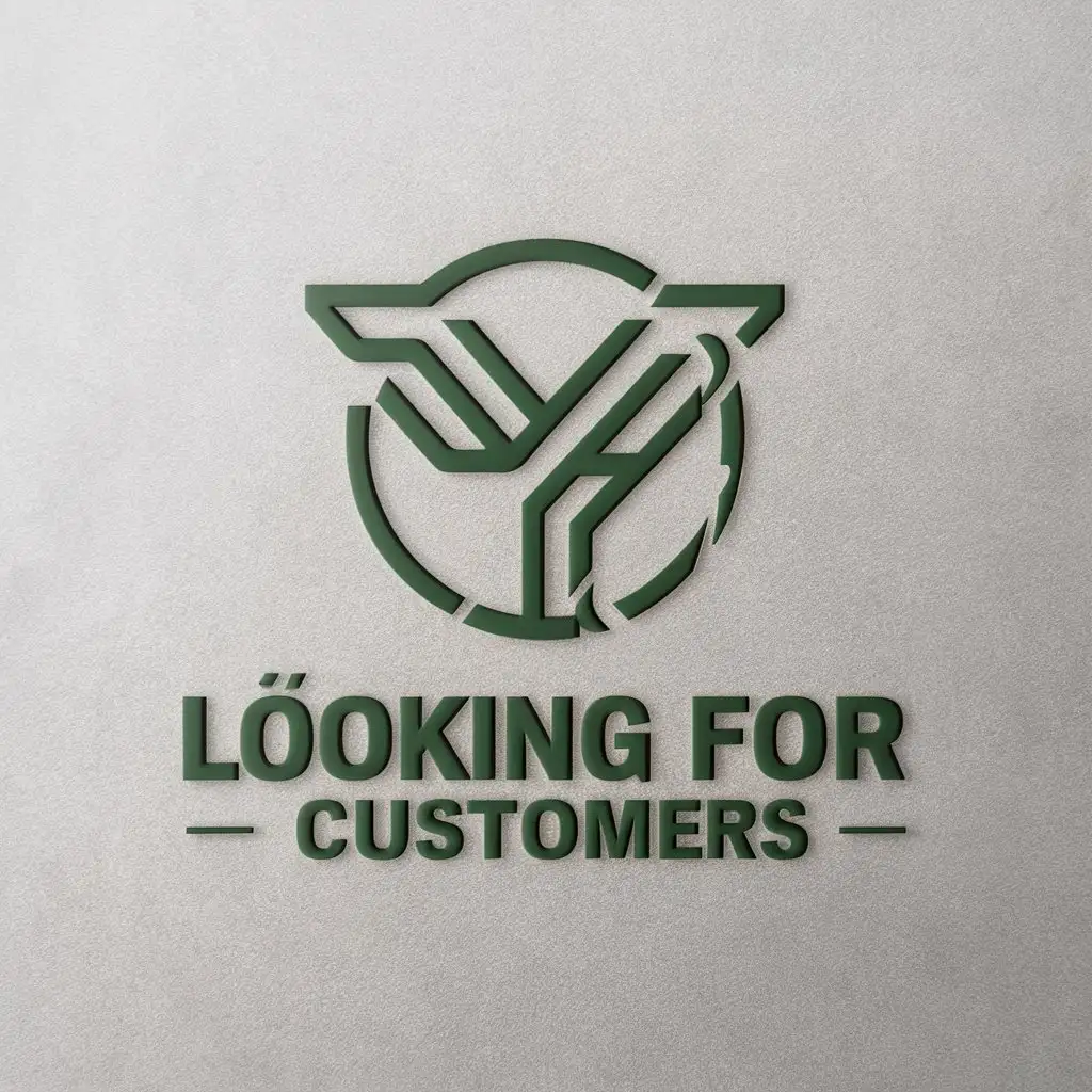 a vector logo design,with the text "looking for customers", main symbol:yún biān,Moderate,be used in foreign trade industry,clear background