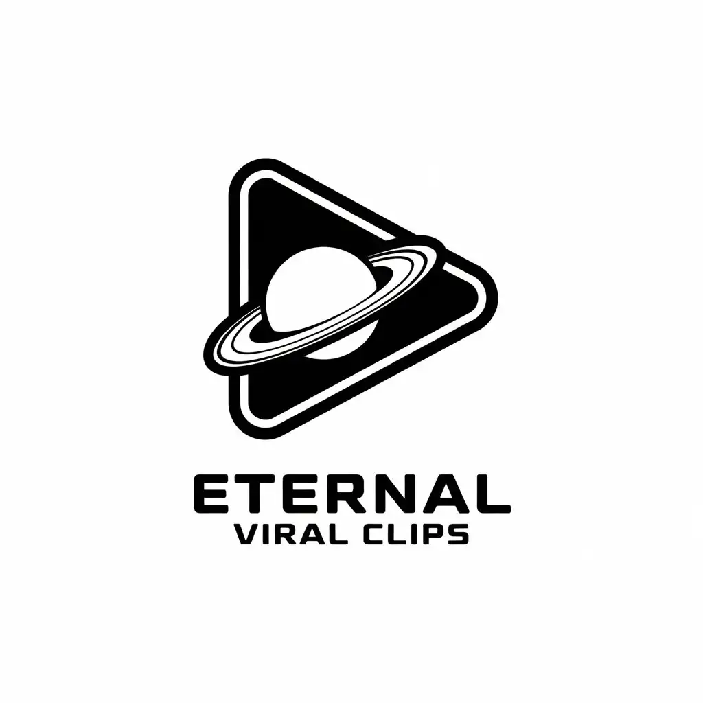 LOGO Design for Eternal Viral Clips Play Button with Saturn and Minimalistic Style for Technology Industry