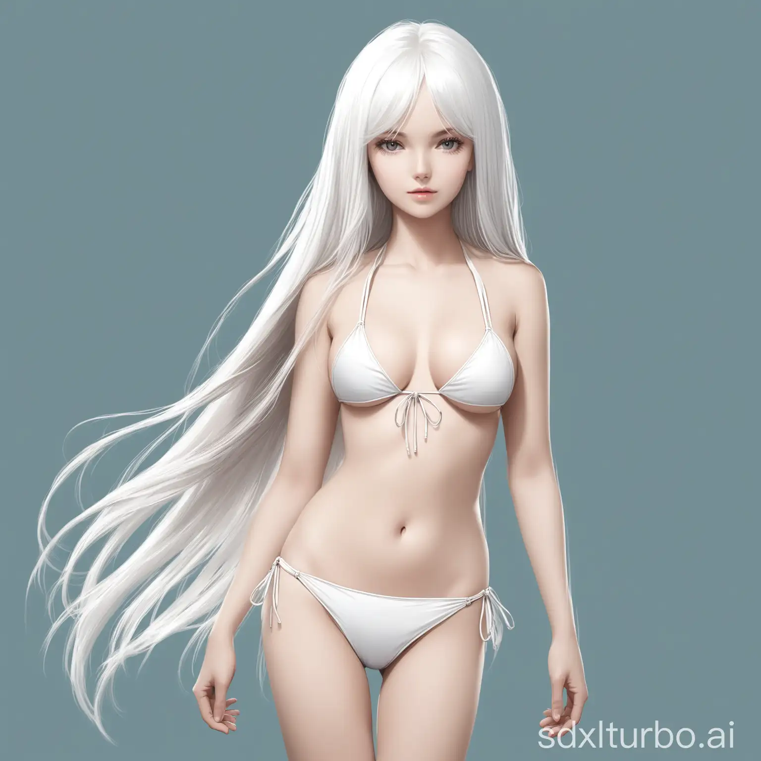 Long-WhiteHaired-Model-in-a-Bikini-Pose