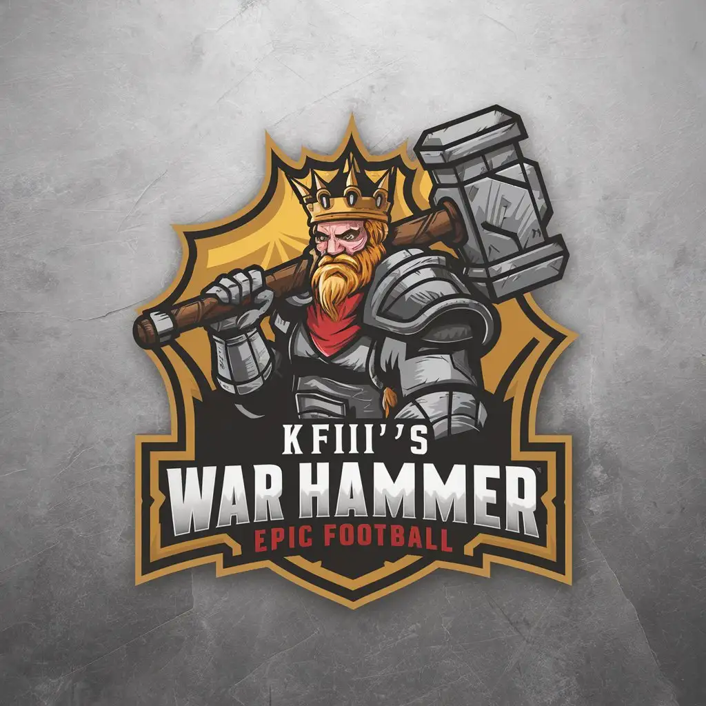 LOGO Design For KFIIIs War Hammer Fantasy Football King with Massive War Hammer