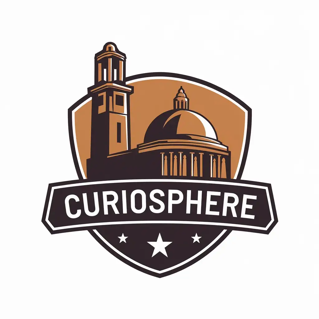 LOGO Design for CurioSphere Historic Place Symbol with Modern Clear Background