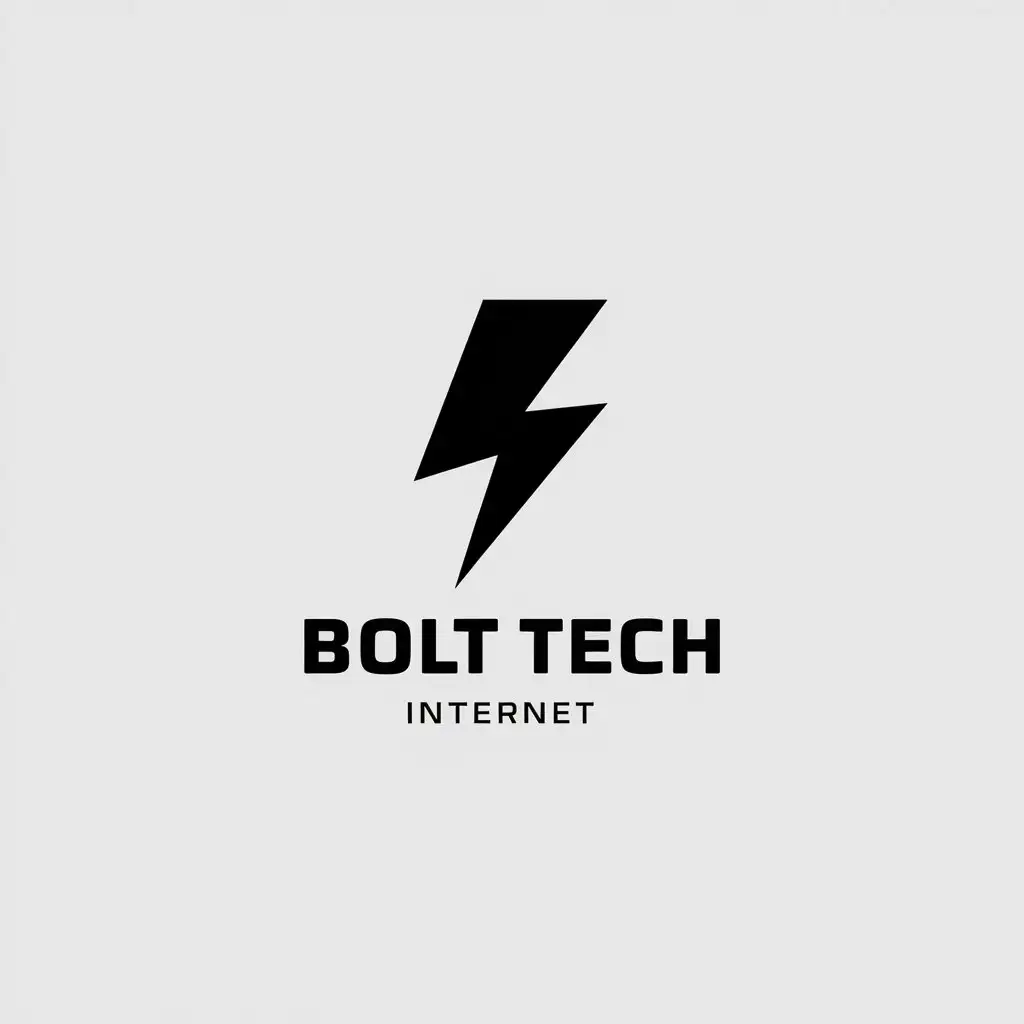 LOGO Design for Bolt Tech Thunder Symbol Minimalistic Style for Internet Industry with Clear Background