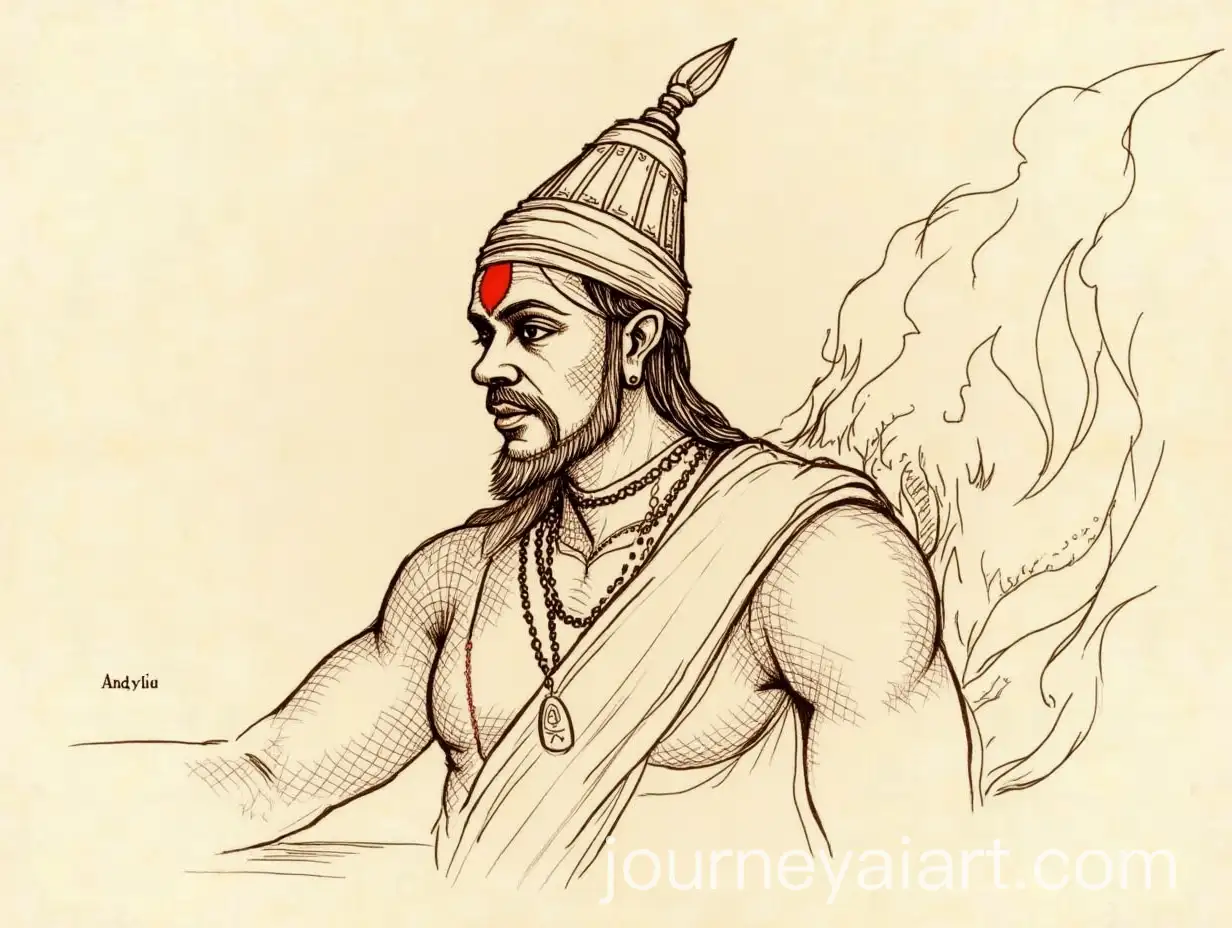 Sketch-of-Lord-Vitthal-of-Pandharpur-with-Fire-and-Rose-Saa-Symbol