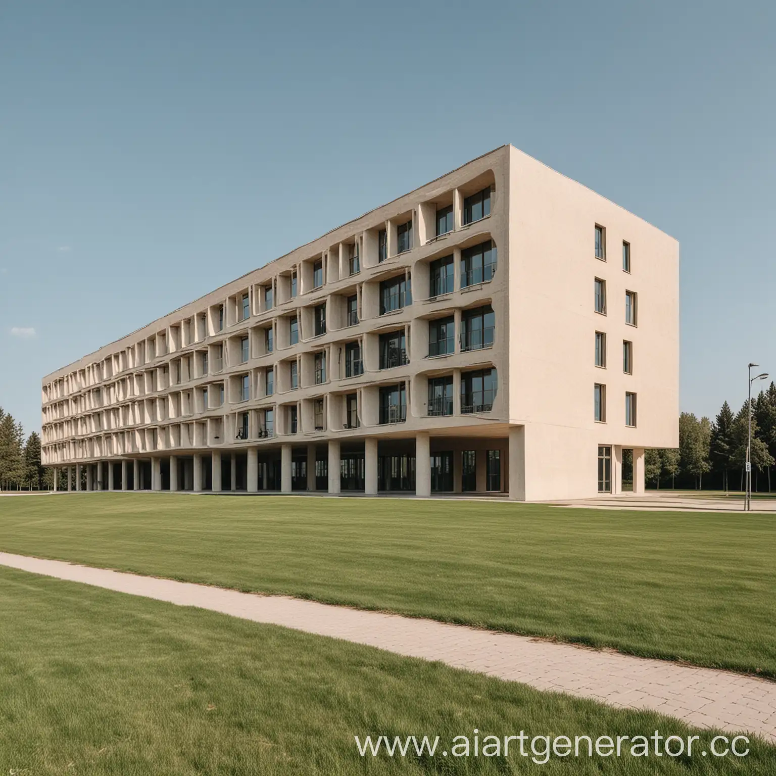 Beige-Facade-Building-on-Lawn-in-Saint-Petersburg